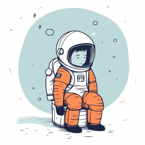 Astronaut in space suit. Hand drawn vector illustration for your