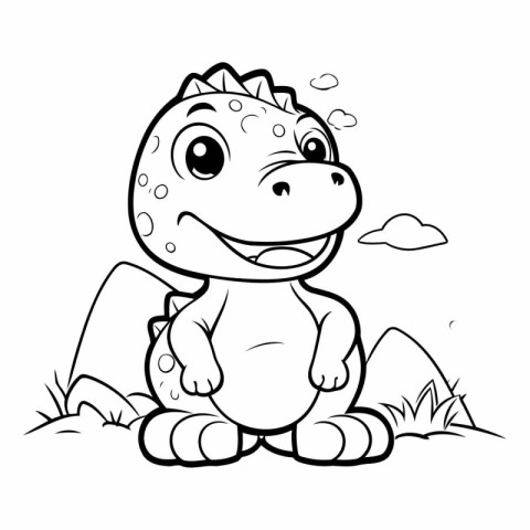 Illustration of a Cute Dinosaur - Coloring Book for Kids