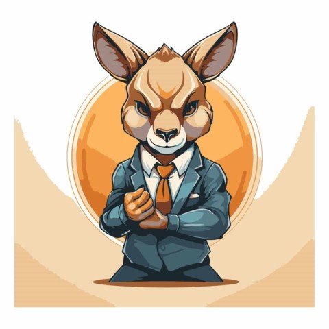 Cute kangaroo in business suit and tie