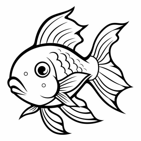 Fish - Black and White Cartoon Illustration. Vector. EPS10