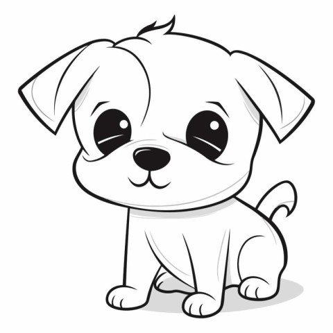 Cute puppy on a white background in black and white