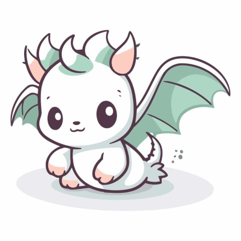 Funny cartoon dragon on white background of a dragon.