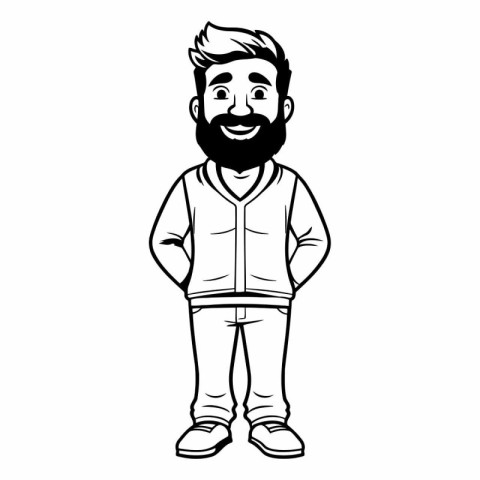 Hipster guy with beard and mustache cartoon vector illustration