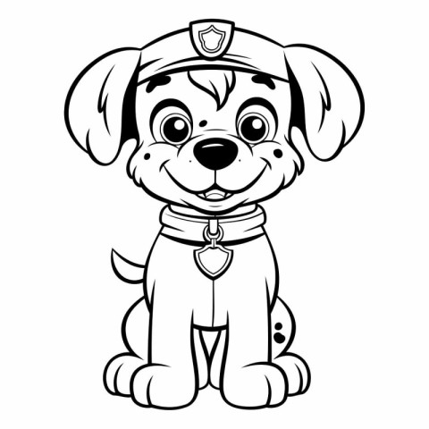 Black and White Cartoon Illustration of Cute Puppy Dog for Color