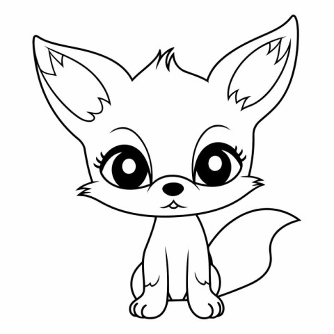 Cute fox. Cartoon character for coloring book.