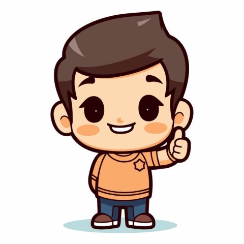 Thumbs up - Cute Kid Boy Vector Character Cartoon Illustration