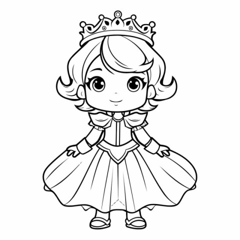 Coloring Page Outline Of cartoon princess for coloring book.