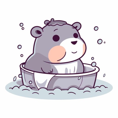 Cute cartoon hippopotamus in a bath.