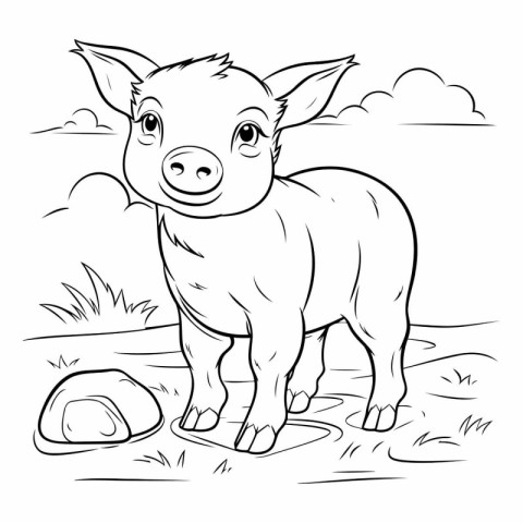 Coloring Page Outline Of Cute Pig Farm Animal Cartoon Character