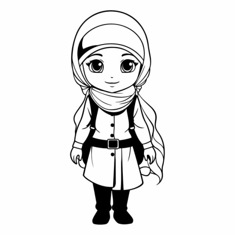 cute arabic girl wearing traditional costume vector illustration