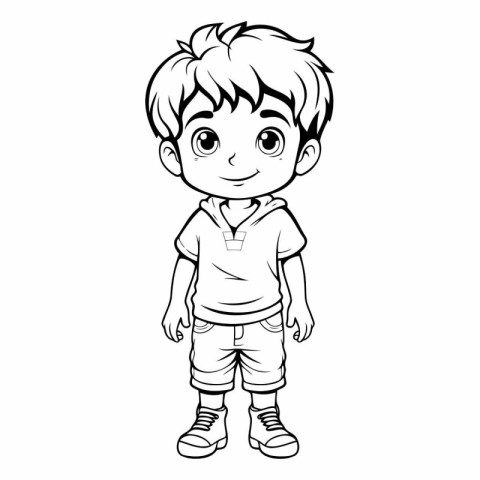 Cute Little Boy Cartoon Mascot Character Vector Illustration.