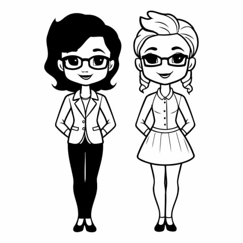 businesswomen avatar cartoon character vector illustration graph