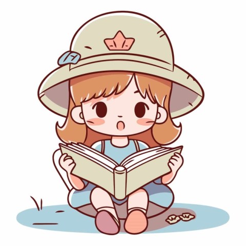 Girl reading a book of a cute little girl reading a book.