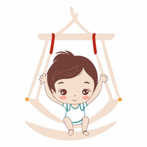 Cute baby boy swinging on a swing design.