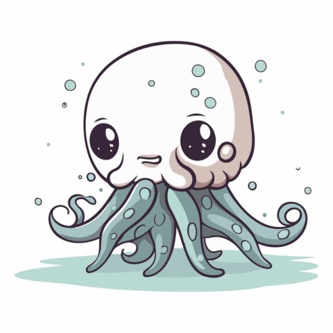 Illustration of a Cute Cartoon Octopus Mascot Character