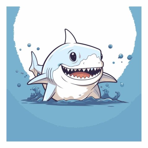 Cute shark cartoon isolated on a white background.