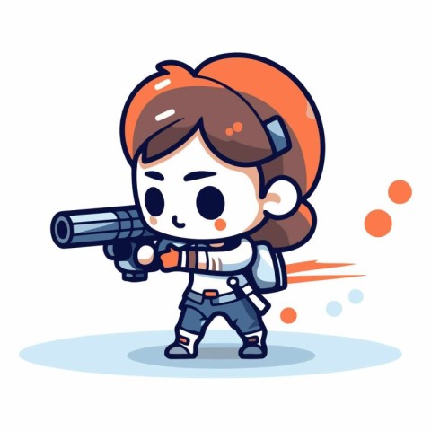 Cute girl with gun of a cartoon character.