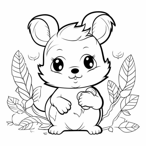 Coloring Page Outline Of cartoon hamster.