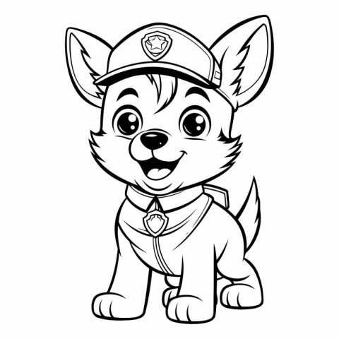 Black and White Cartoon Illustration of Cute Puppy Dog Animal Ch