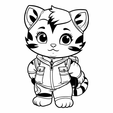 Black and white illustration of a cat astronaut in a spacesuit.