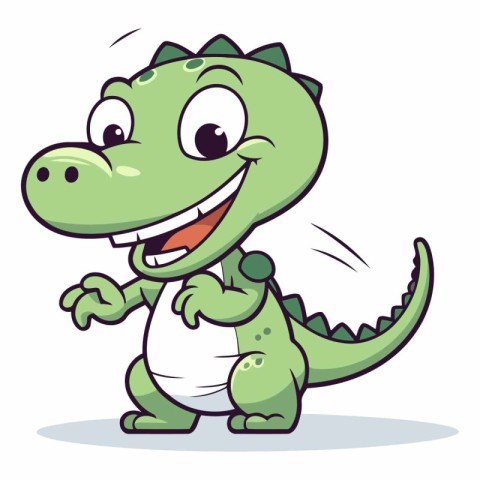 Cute green crocodile cartoon vector illustration. Cute cartoon c