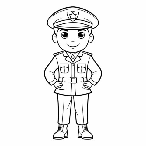 Coloring Page Outline Of Cartoon Police Officer Vector Illustrat