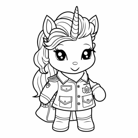 Coloring Page Outline Of Cute Cartoon Unicorn Vector Illustratio