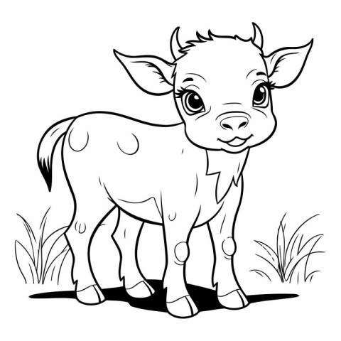 Coloring Page Outline Of Cute Cartoon Baby Cow Farm Animal