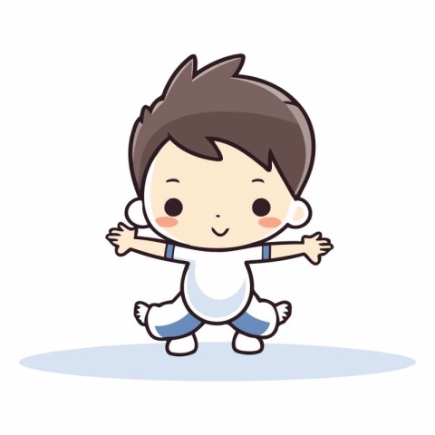 Cute boy cartoon character design. Isolated white background.