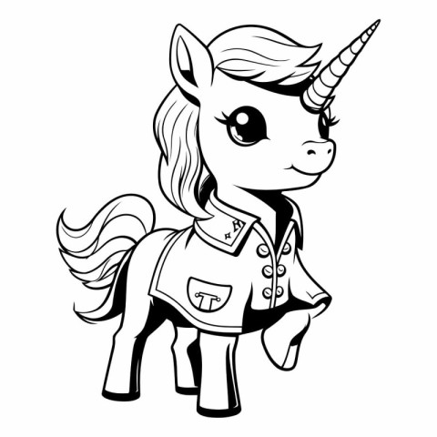 Unicorn - black and white vector illustration for coloring book.