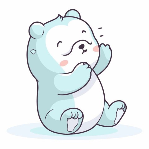 Illustration of a cute little polar bear sitting on the ground.