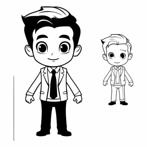 Businessman and businessman cartoon in black and white vector il