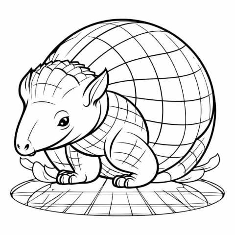 Black and White Cartoon Illustration of Cute Little Hedgehog Ani