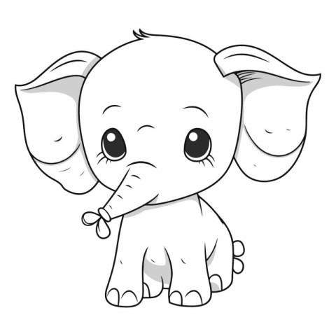 Cute Cartoon Elephant - Coloring book for children