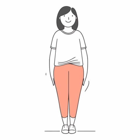 Vector illustration of a girl in a flat style. The girl is stand