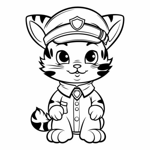 Cute Cartoon Tiger Mascot Character in Pilot Costume - Coloring