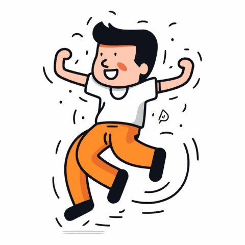 Vector illustration of happy man jumping. Flat style design. Iso