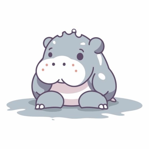 Cute hippo cartoon vector illustration isolated on a white backg