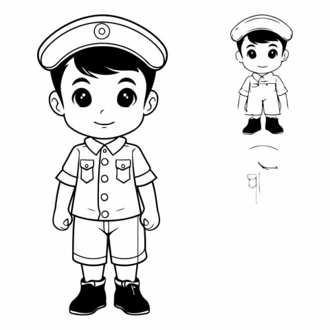 Cute boy with pilot cap and uniform cartoon vector illustration