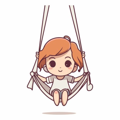 Cute little girl swinging on a hammock.