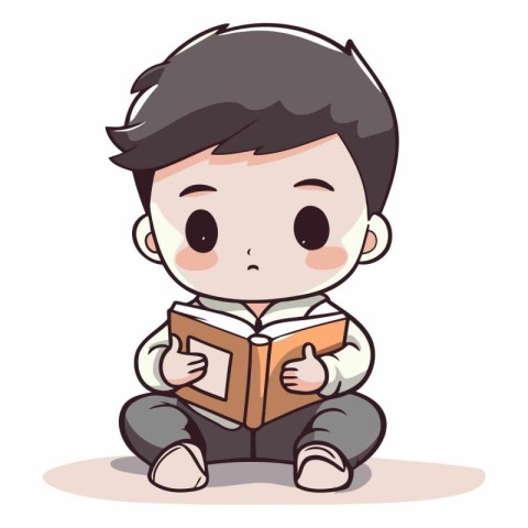 Boy reading a book - Cute cartoon boy with book in hand