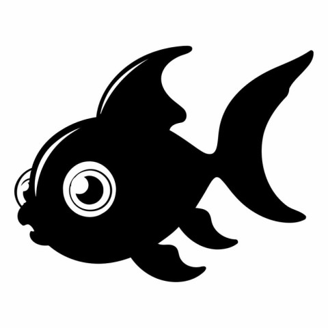 Black silhouette of a fish on a white background.