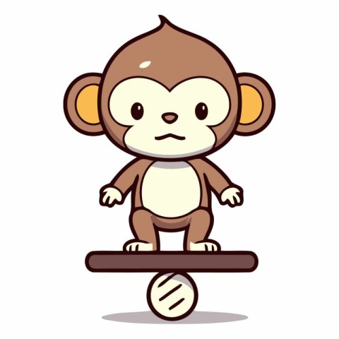 Monkey balancing on seesaw - Cartoon character vector illustrati