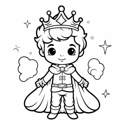 Coloring Page Outline Of Cartoon Fairy King Vector Illustration.