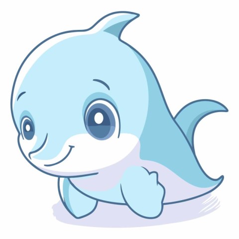 Cute baby dolphin isolated on a white background.