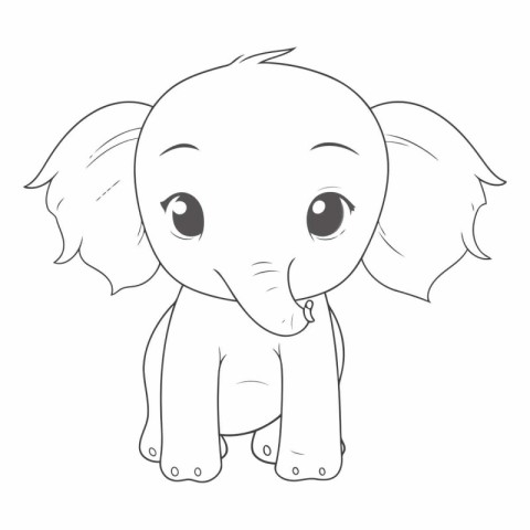 Cute cartoon baby elephant isolated on white background.