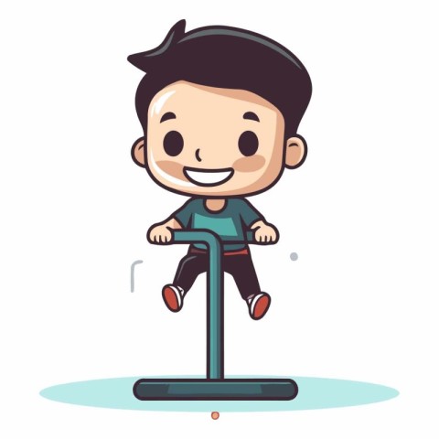 Boy running on a stepladder - Vector Character Cartoon Illustrat