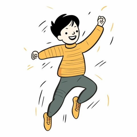 Illustration of a happy boy jumping of a happy boy jumping.