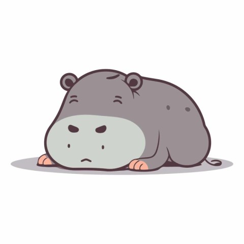 Hippopotamus sleeping. Cute cartoon animal