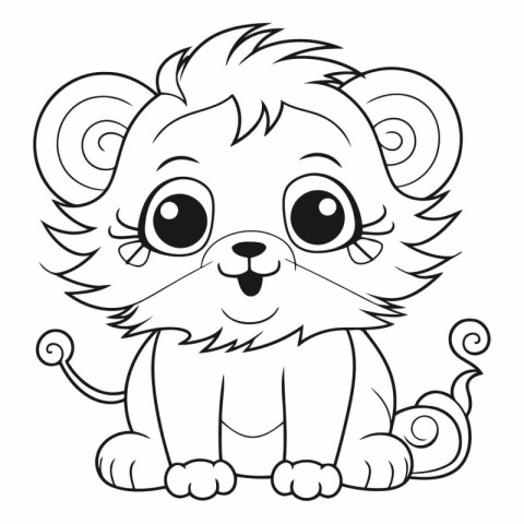 Cute cartoon lion. Coloring book for children.